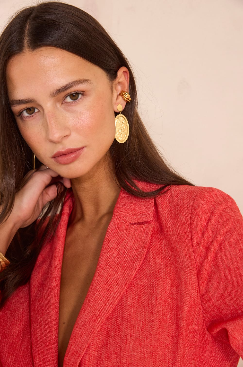 SIMONE linen blend tailored jacket;${refinementColor}