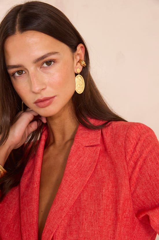 SIMONE linen blend tailored jacket;${refinementColor}