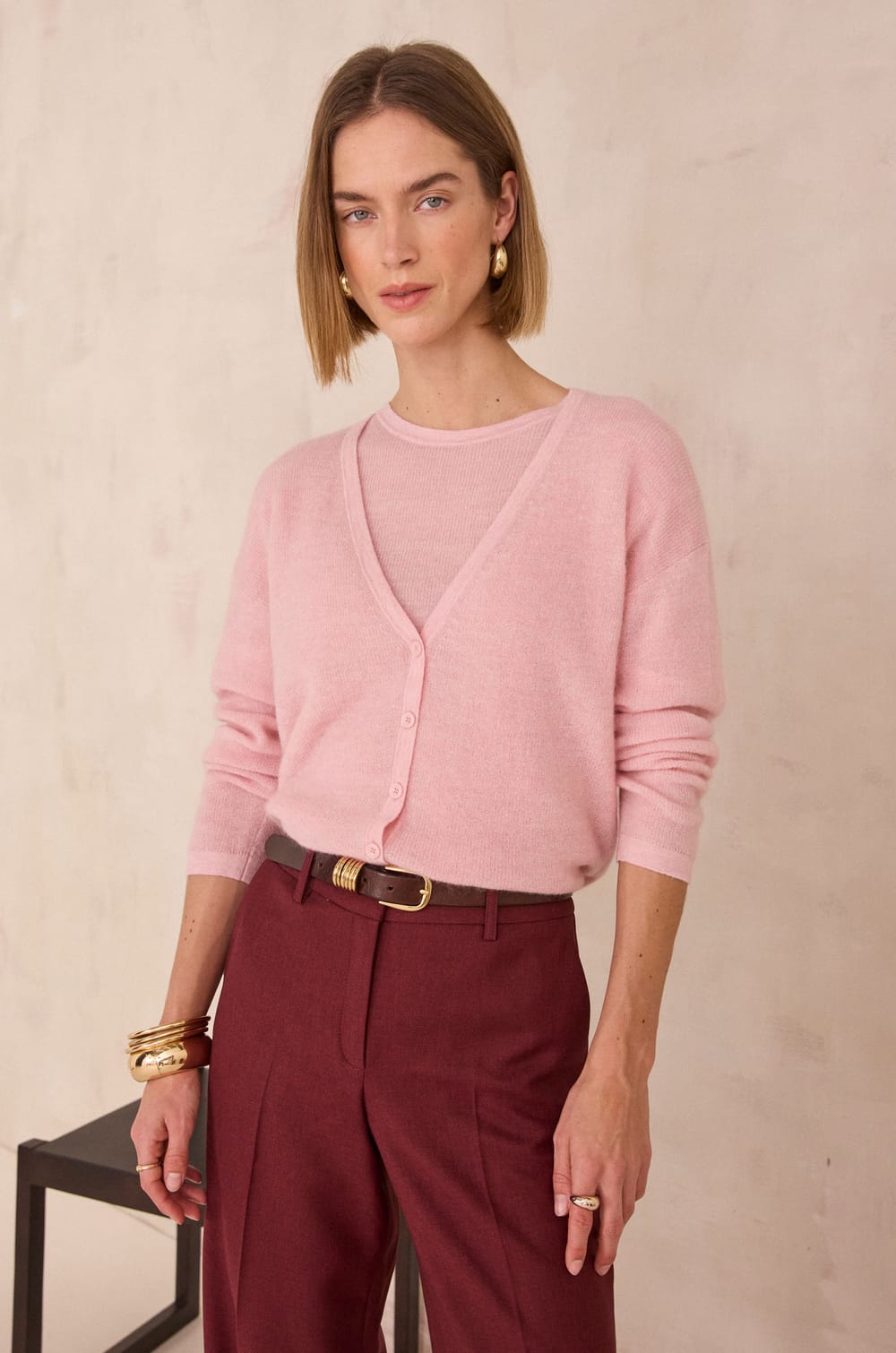 Mohair and wool cardigan PAOLO;${refinementColor}