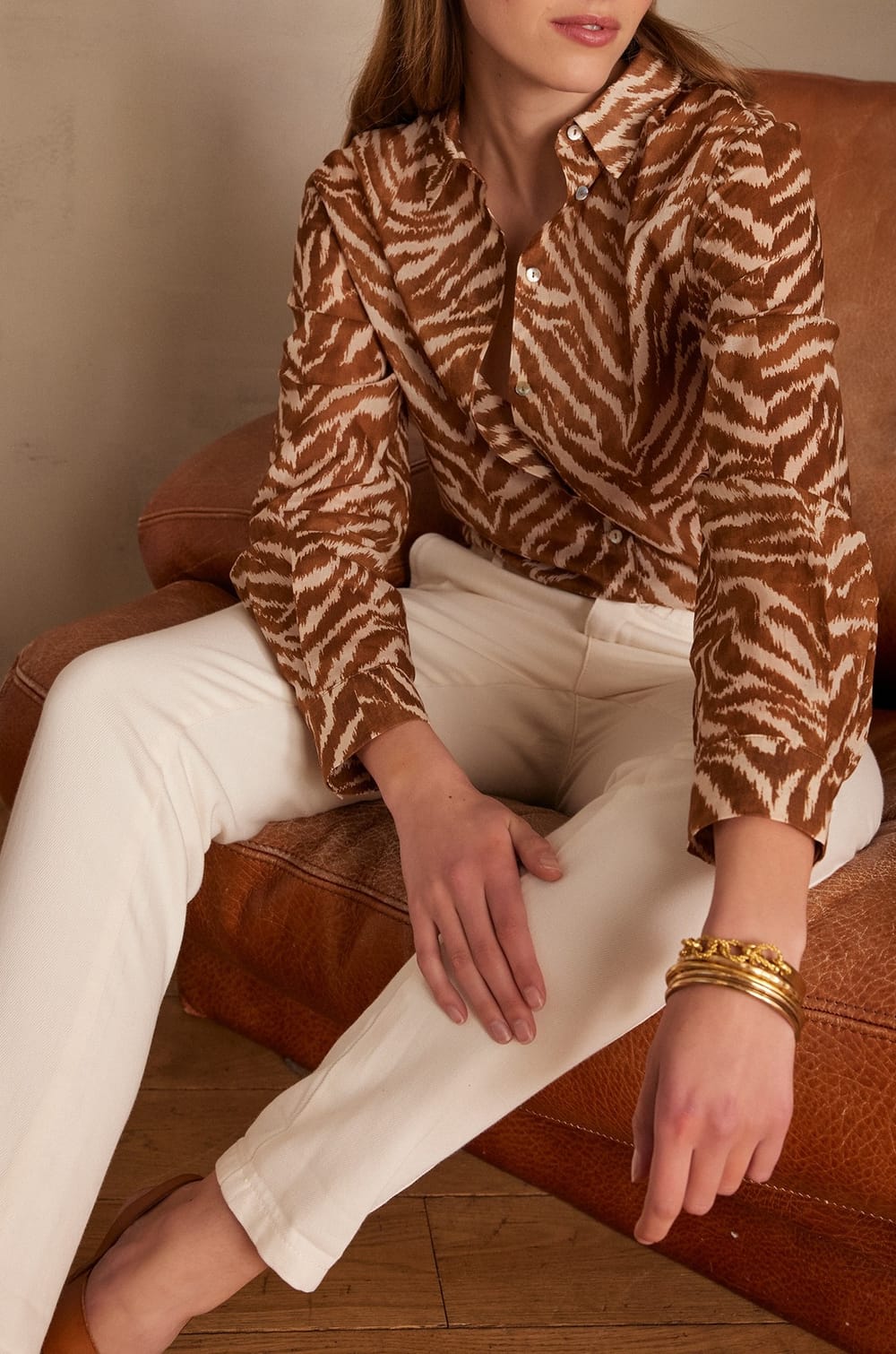 Chemisier COLETTE en coton imprim&eacute; z&egrave;bre;${refinementColor}