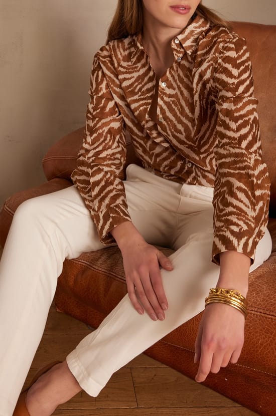 Chemisier COLETTE en coton imprim&eacute; z&egrave;bre;${refinementColor}