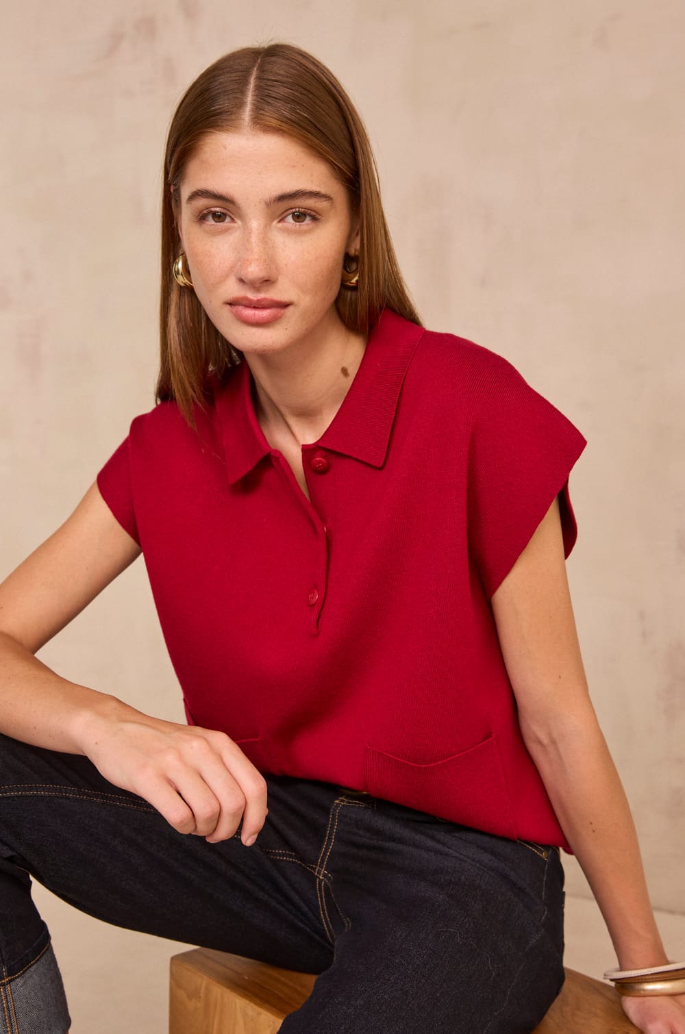 Sleeveless sweater AGLAE;${refinementColor}