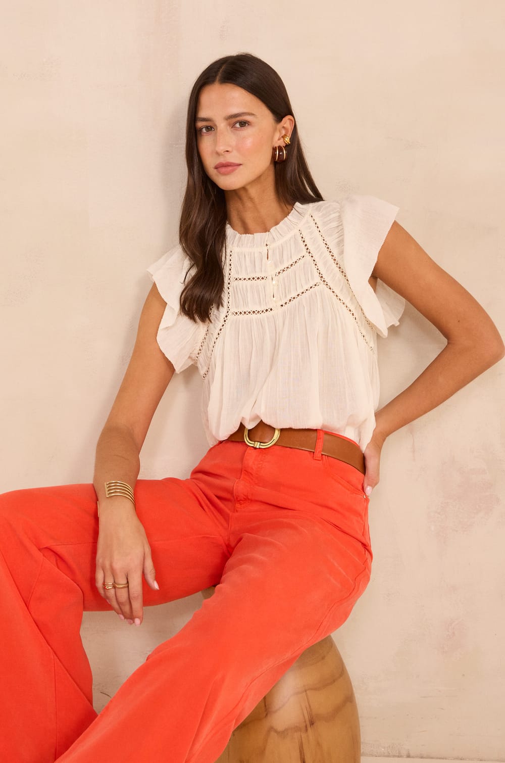 Short-sleeved cotton top DOVER;${refinementColor}
