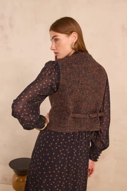 Sleeveless tweed vest in blended wool PHARELL;${refinementColor}