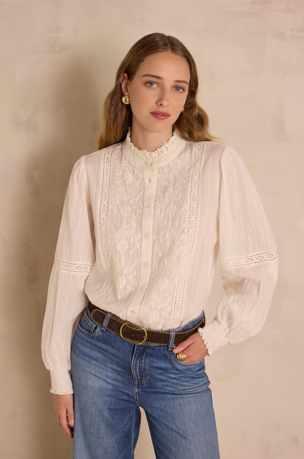 SOPHIA blouse in 100% cotton;${refinementColor}
