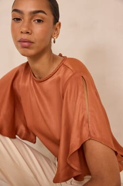 DAREN ruffled sleeve blouse;${refinementColor}