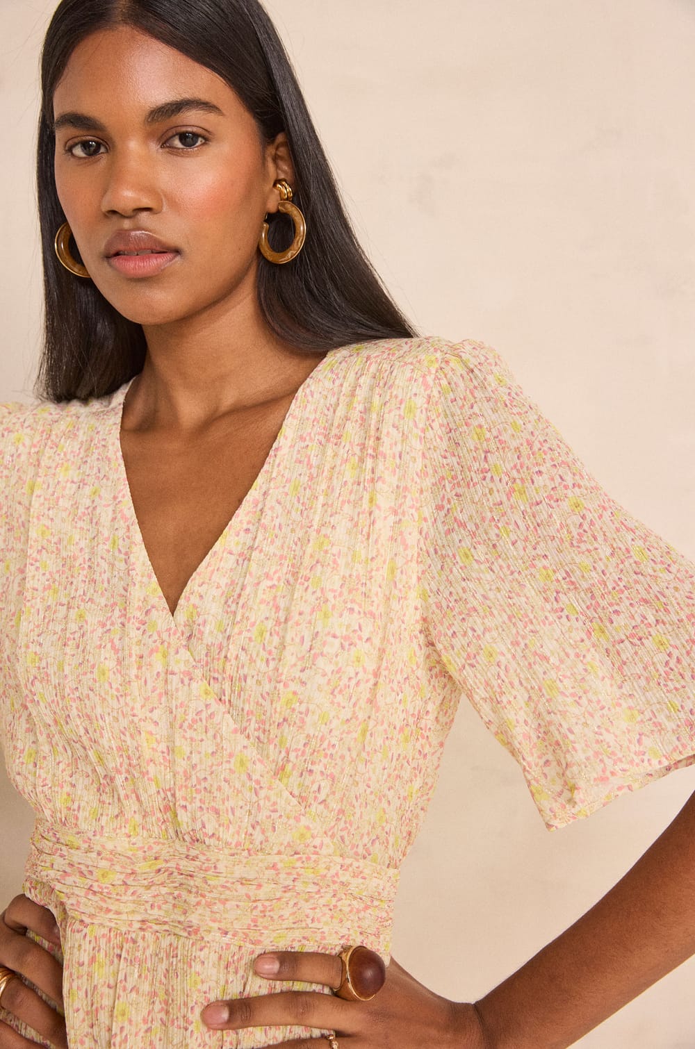 Robe courte imprim&eacute;e cache-coeur BAL;${refinementColor}