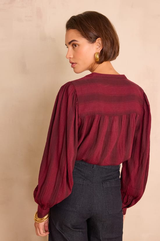 STELLA striped cotton blouse;${refinementColor}
