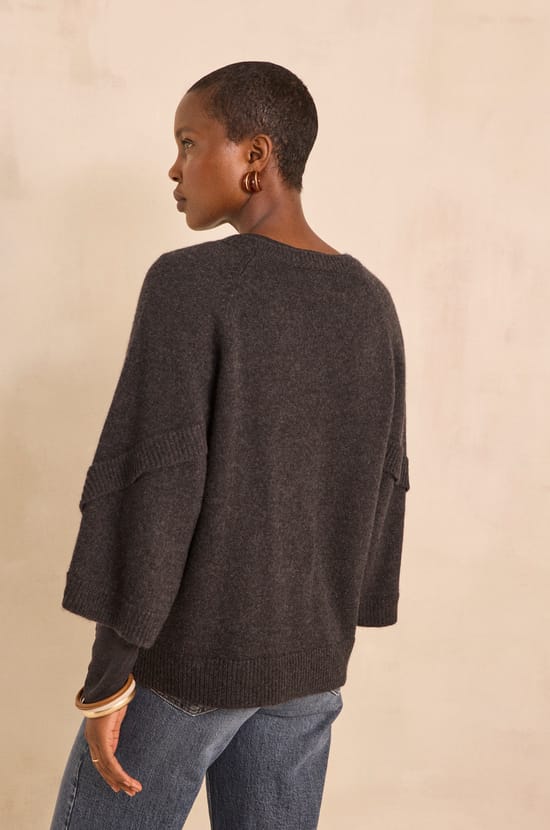 ALYA 3/4 Sleeve Cashmere Sweater;${refinementColor}
