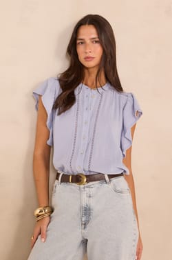 Short-sleeved cotton blouse DELHI;${refinementColor}
