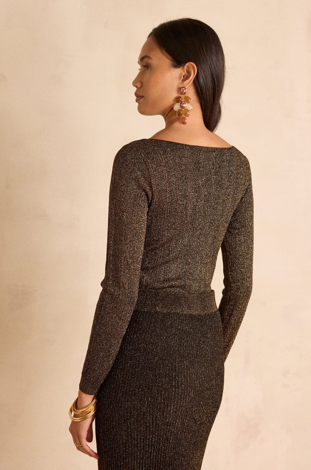 BETHANY iridescent boat neck jumper;${refinementColor}