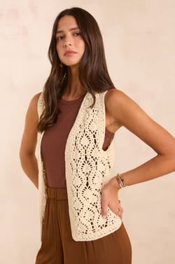 Sleeveless crocheted cotton vest ANGELE;${refinementColor}