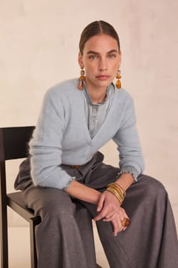 Satin blouse with puff sleeves DEESSE;${refinementColor}