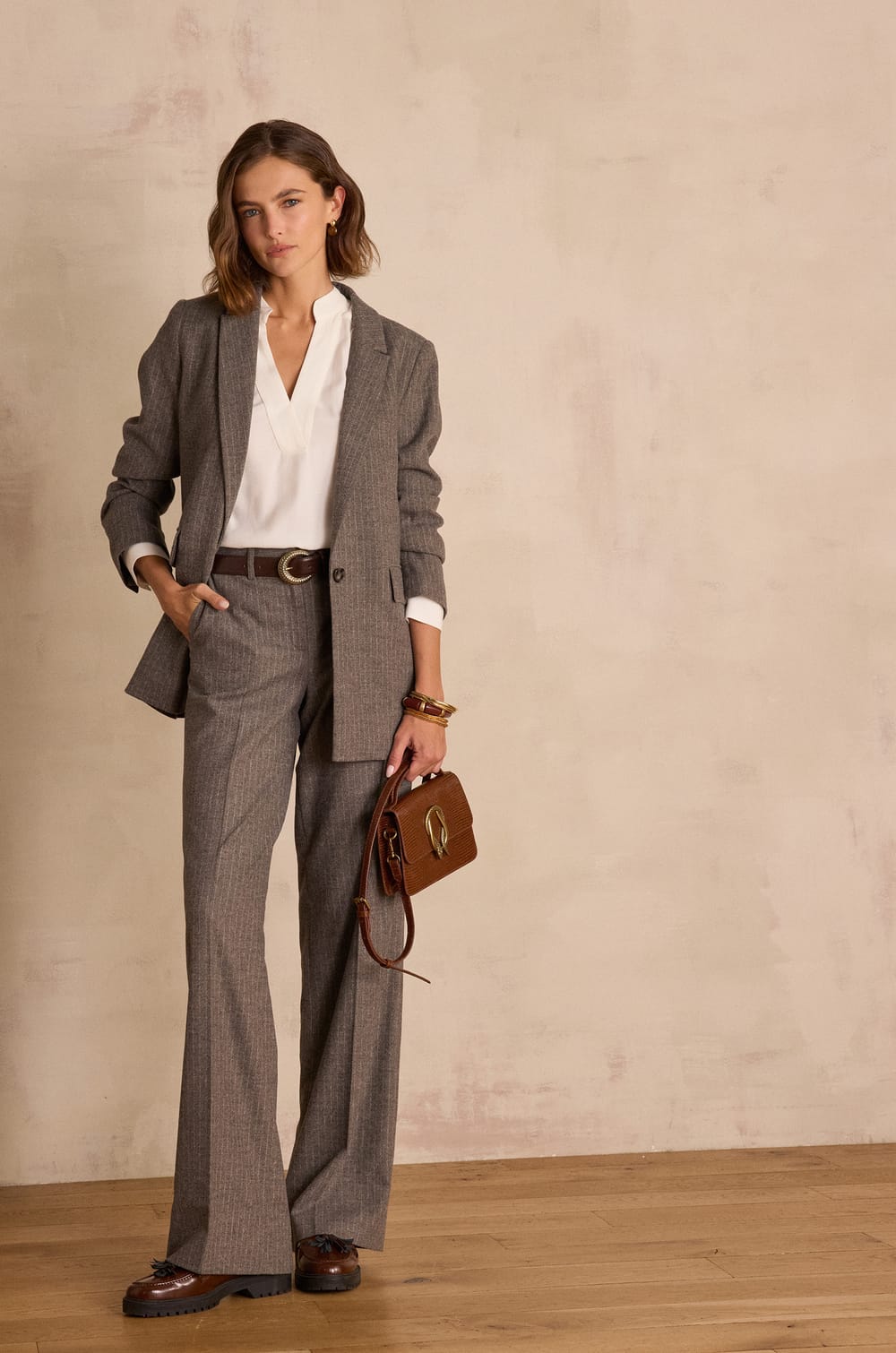 FERGUSON wool striped trousers;${refinementColor}