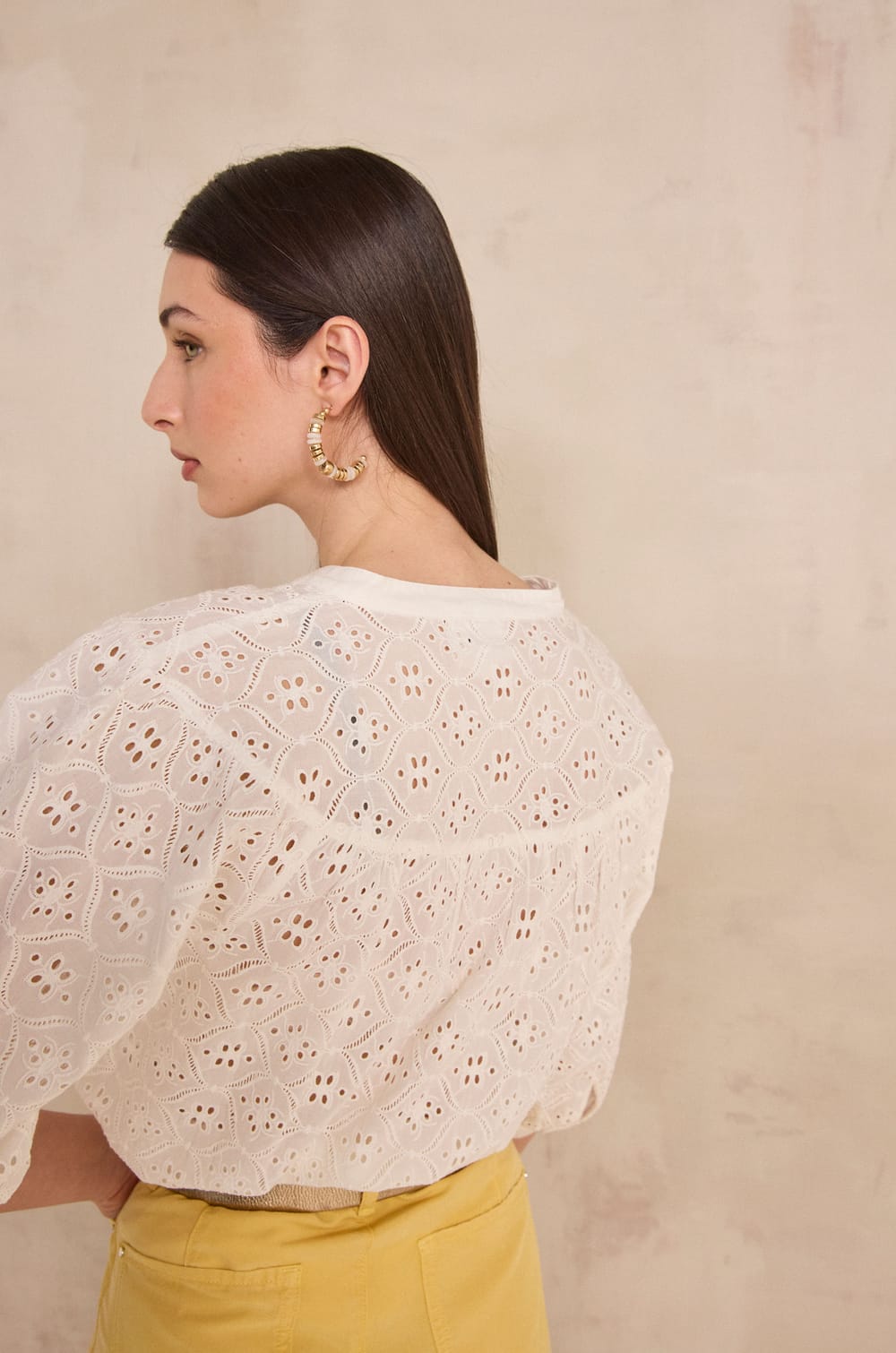 Embroidered blouse with 3/4 sleeves DIANE;${refinementColor}