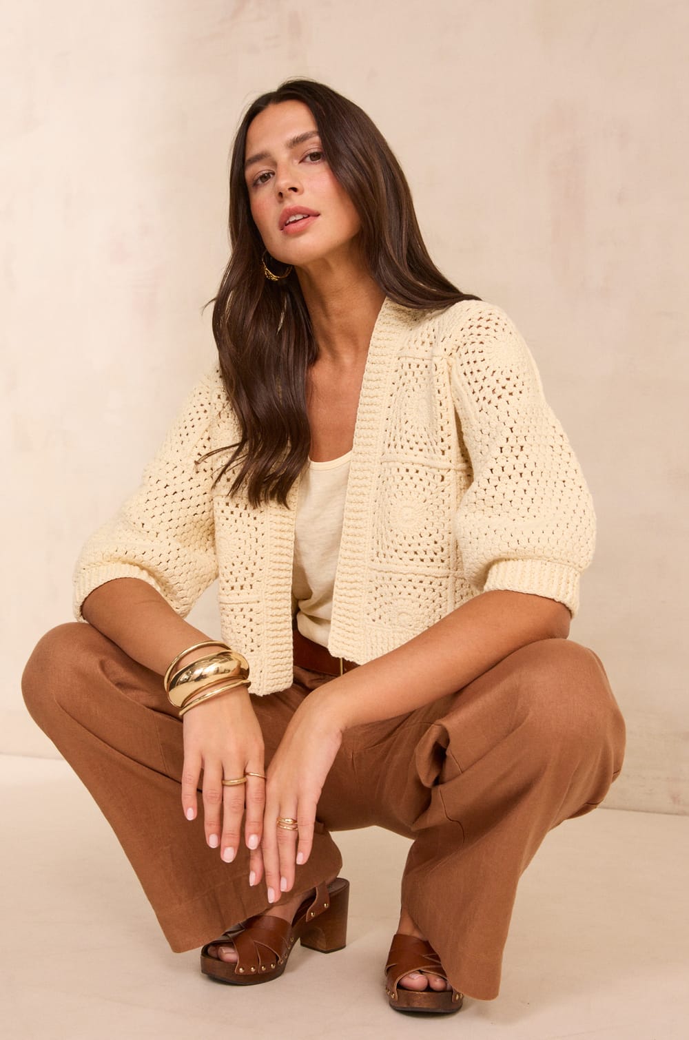 Long sleeve cotton vest PAMPA;${refinementColor}