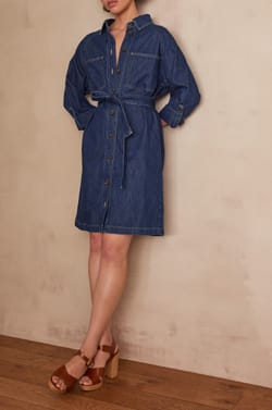 LILOU denim dress;${refinementColor}