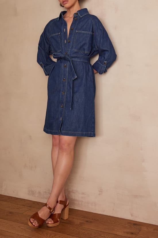 LILOU denim dress;${refinementColor}