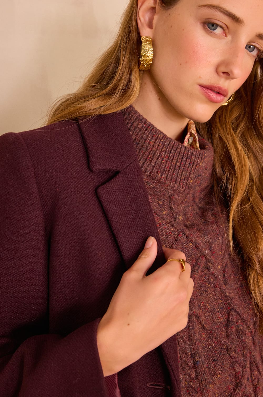 ANABELLE mid-length coat in wool;${refinementColor}