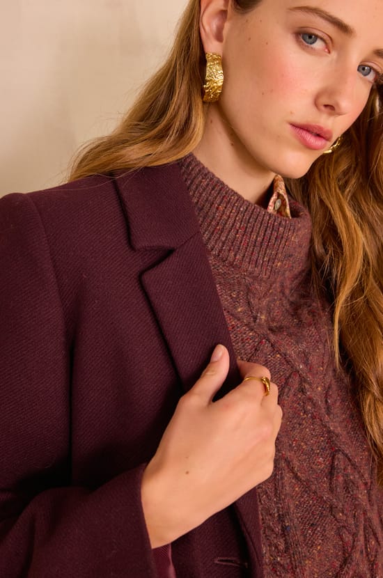 ANABELLE mid-length coat in wool;${refinementColor}