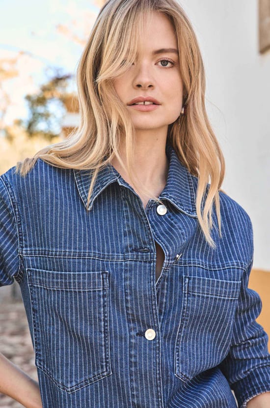 CARLA fine-striped cotton jacket;${refinementColor}