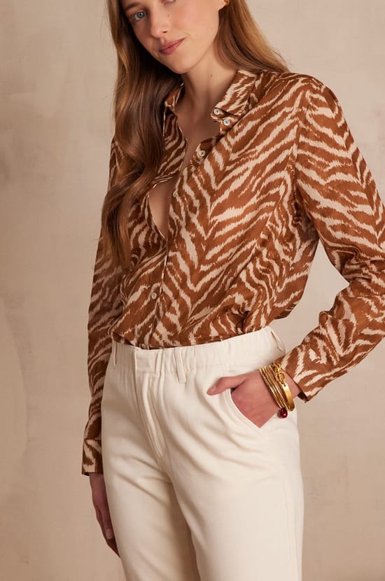 Chemisier COLETTE en coton imprim&eacute; z&egrave;bre;${refinementColor}