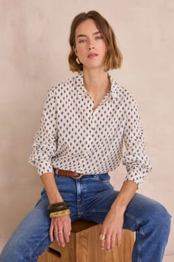 Printed shirt in 100% cotton COLETTE;${refinementColor}