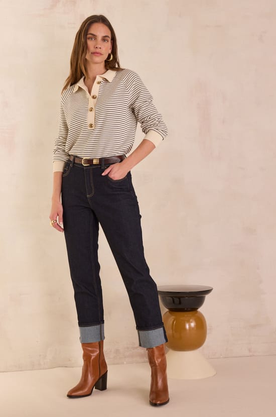 Cropped jeans with turn-ups DELIA;${refinementColor}