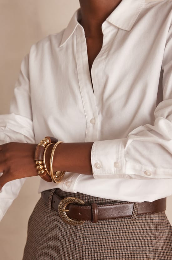 Chemisier col V MANDIE en coton;${refinementColor}