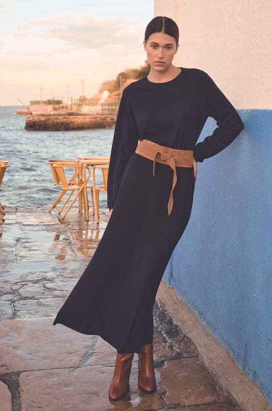 Pleated knit skirt OMBRE;${refinementColor}