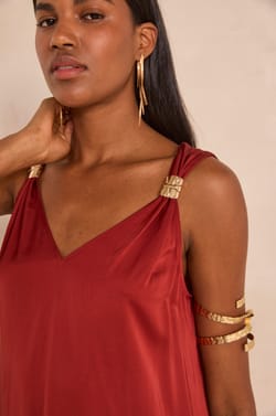 Penelope straight dress with straps;${refinementColor}
