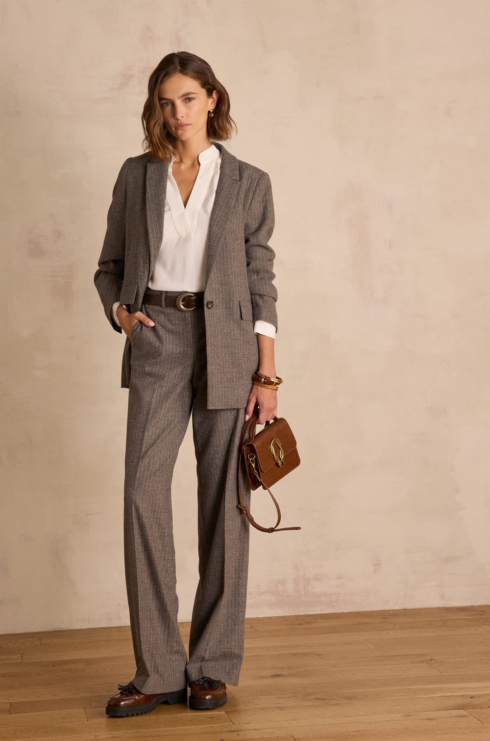 NELIA striped wool jacket;${refinementColor}