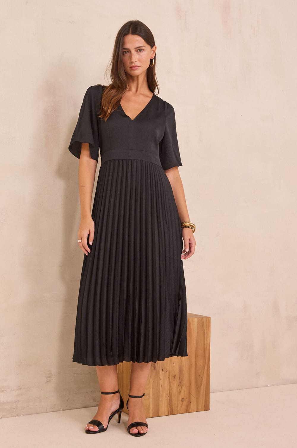 BILLIE Pleated Long Dress;${refinementColor}