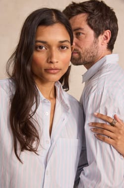 Unisex long-sleeve striped shirt in BRULANT cotton;${refinementColor}