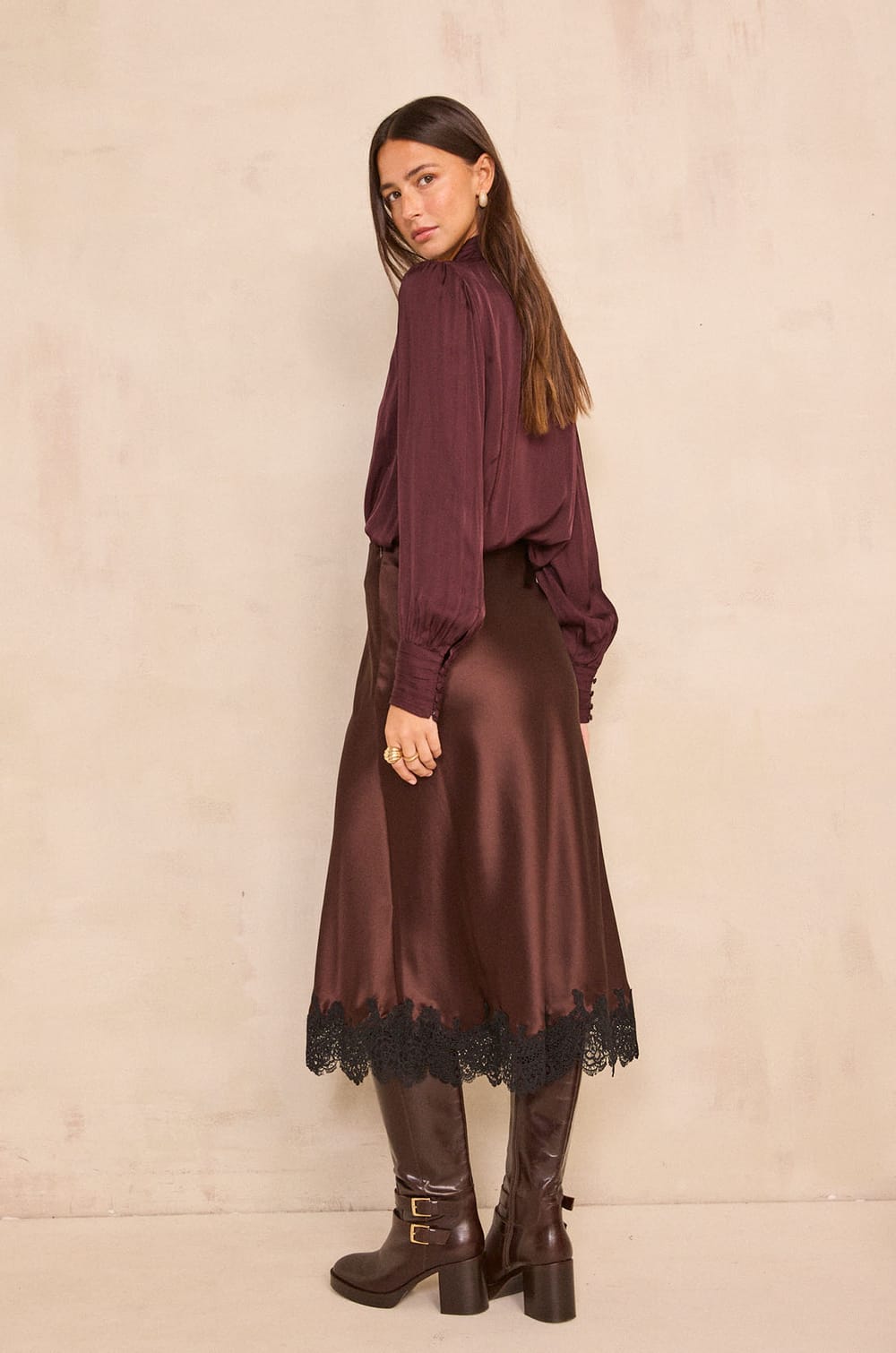 aubergine lace skirt ODILE;${refinementColor}