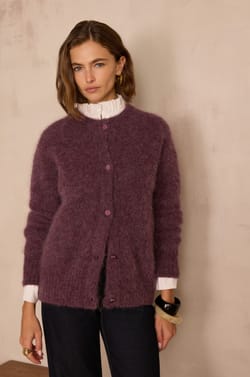 LOU Cardigan in mohair and alpaca;${refinementColor}