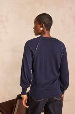 ADRIANA shimmering trim sweater;${refinementColor}