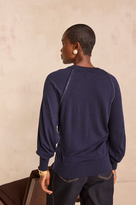 ADRIANA shimmering trim sweater;${refinementColor}