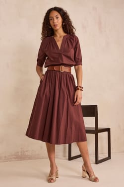 ORPHEE cotton dancing midi skirt;${refinementColor}