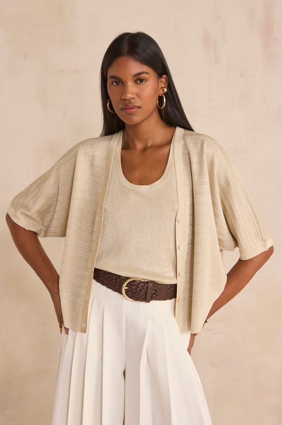 3/4 Sleeve Vest PALMYR;${refinementColor}