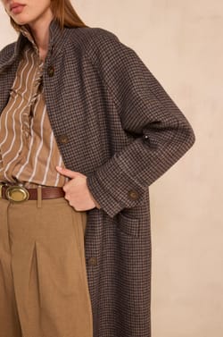 Long-sleeved Prince of Wales patterned coat DUKE;${refinementColor}