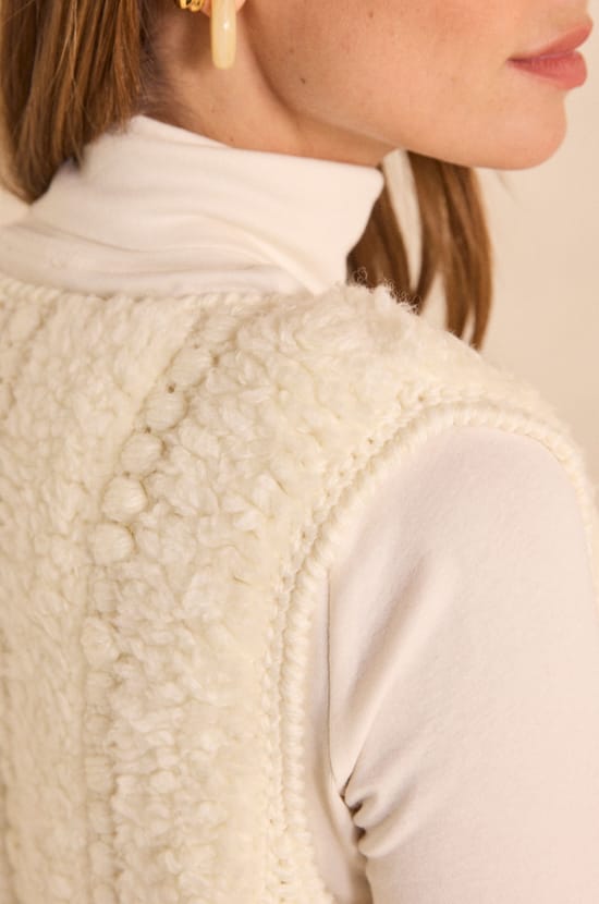 Gilet &eacute;cru sans manches en laine m&eacute;lang&eacute;e ARNO;${refinementColor}