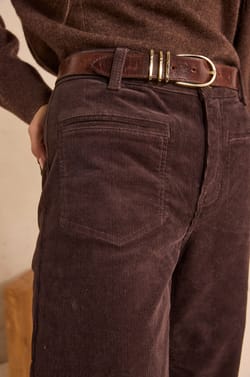 Pantalon en velours marron fonc&eacute; ROMA;${refinementColor}