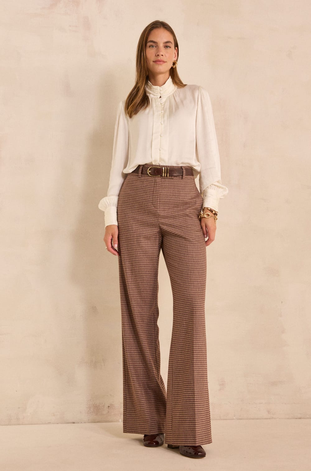 Plaid wide-leg pants LAYLA;${refinementColor}