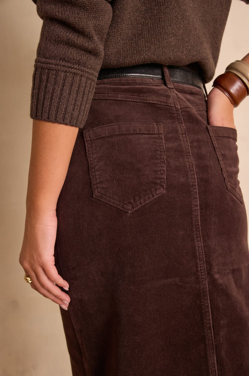 CLEO corduroy straight skirt;${refinementColor}