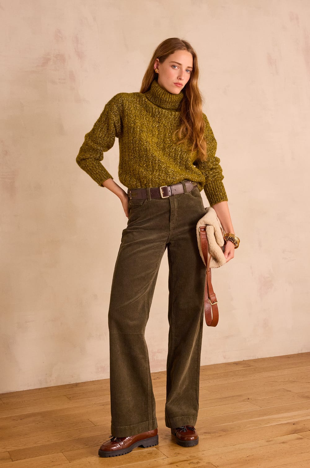 LISA wide-leg corduroy trousers;${refinementColor}
