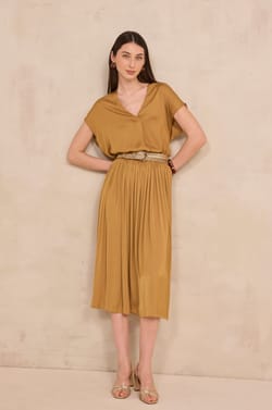 Pleated midi skirt CRYSTAL;${refinementColor}