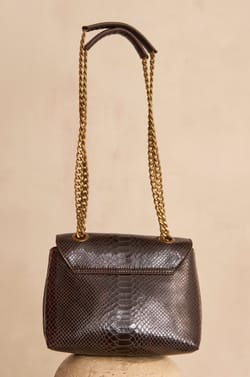 Small chocolate leather bag LEON;${refinementColor}