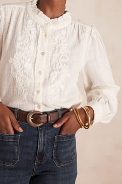 Blouse BROOKE en coton brod&eacute;e;${refinementColor}
