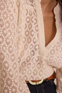 Blouse col V brodée en coton DANIELA;${refinementColor}